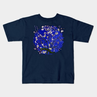Van gogh abstract Daisy with Blue Background Kids T-Shirt